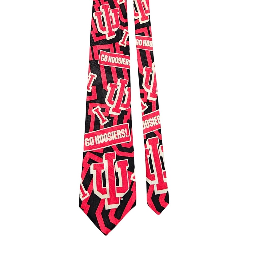Ralph Marlin Indiana‎ University Silk Tie Red Black IU Hoosiers Vintage 1984 USA